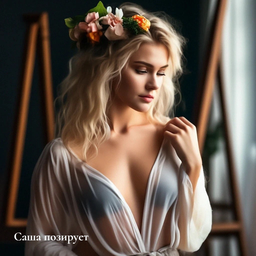 Саша позирует